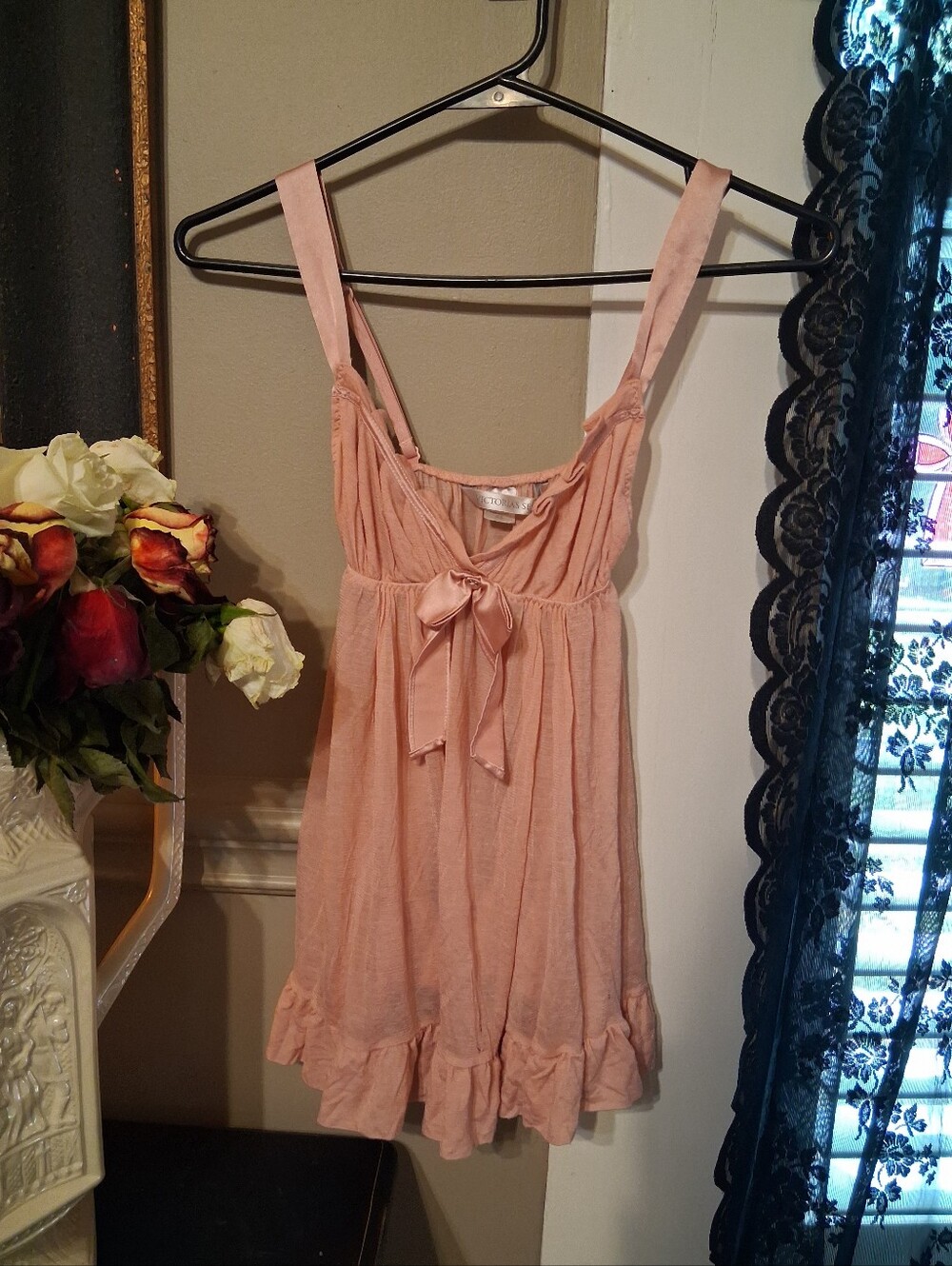 Victoria's Secret Light Pink Tie-Front Ruffle Camisole